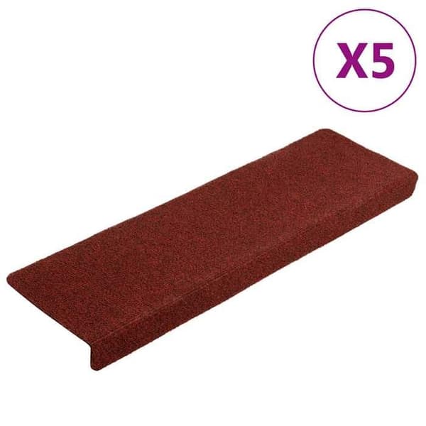 Maison Exclusive - Selvklæbende trappetæpper 5 stk 65 x 21 x 4 cm Rektangulær kant i bordeaux Bordeauxröd (rektangulär kant)