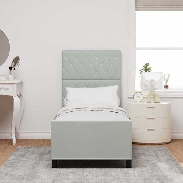 Ljusboxsäng - MAISON EXCLUSIVE - Rektangulär - 80 x 200 cm - Ljusgrå - Sammet & massivt trä Ljusgrått