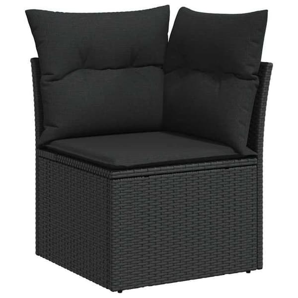Maison Exclusive - Trädgårdsmöbler 7 delar med svarta kuddar i flätad resin