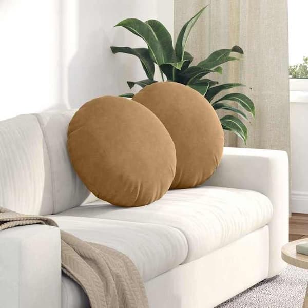 Maison Exclusive - Sittkuddar 2 st Sammet Brun Ø50 x 19 cm