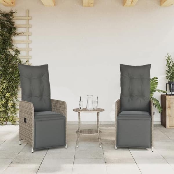Maison Exclusive - 2 kpl puutarhatuoleja ja harmaat pehmusteet, rottinkia