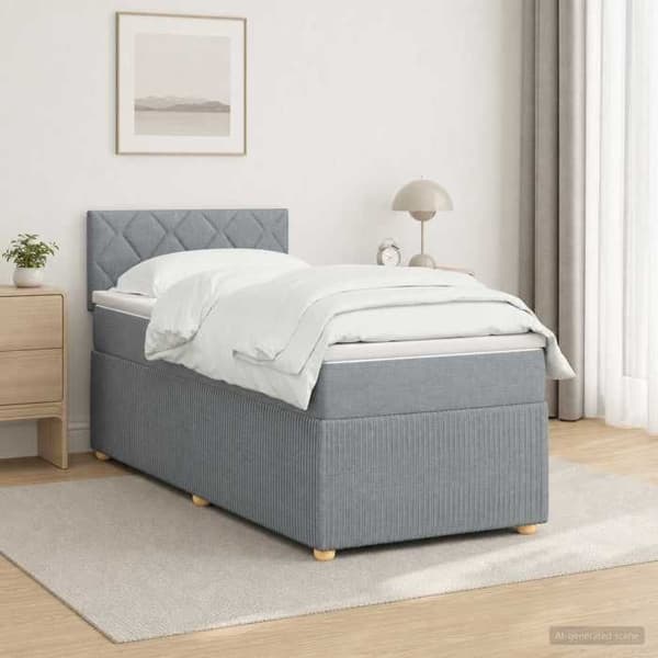 Maison Exclusive - Boxspring säng med madrass Ljusgrå 90 x 190 cm Tyg Ljusgrått