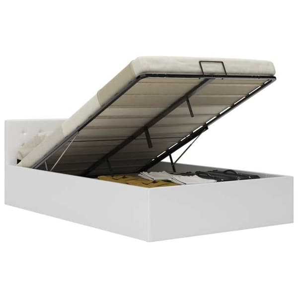 Maison Exclusive - Sengestel med hydraulisk opbevaring 140x200 cm kunstlæder Vit