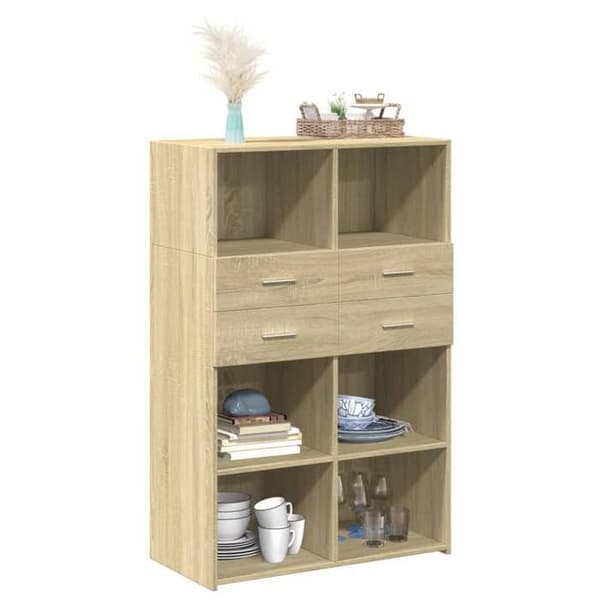 Maison Exclusive - Buffé hög ek sonoma 80x42,5x124 cm ingenjörsträ
