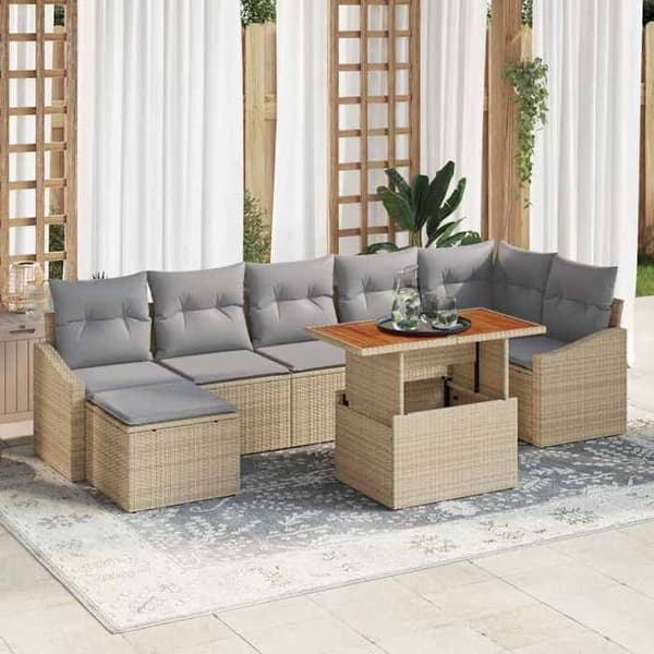 Havemøbel sæt - MAISON EXCLUSIVE - 8 dele - Beige - Poly rattan - Modulerbar med opbevaring beige