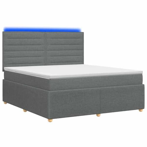 Maison Exclusive - Boxspring säng med LED och mörkgrå madrass 140 x 190 cm Tyg Mörkgrå