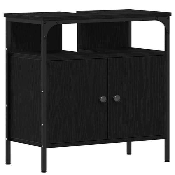 Maison Exclusive - Badeværelsesskab med vask i sort eg 60x30x60 cm
