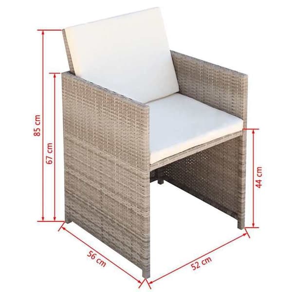 Maison Exclusive - Trädgårdsstolar set om 2 med kuddar i flätad resin Beige beige