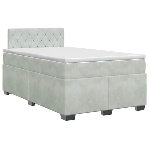 Maison Exclusive - Boxspring seng med madras Lys grå 120 x 190 cm Velour Ljusgrått