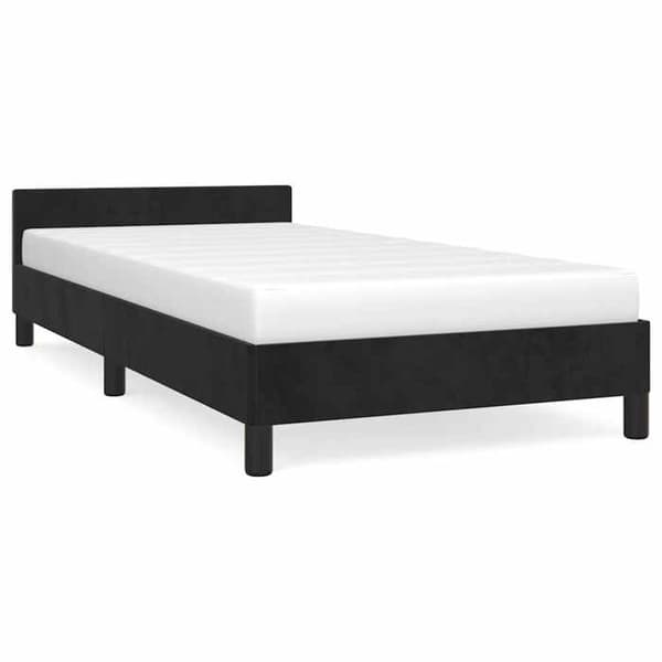Sengestel - EKSKLUSIV HUS - 90 x 190 cm - Velour - Sort - Lamelseng Svart