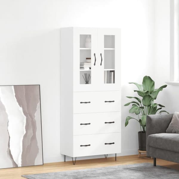 Maison Exclusive - Buffé hög Vit 69,5x34x180 cm Ingenjörsträ
