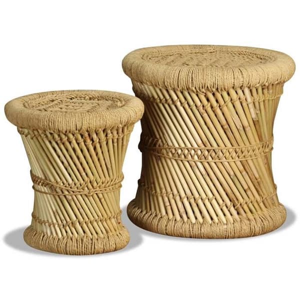 Maison Exclusive - Barstolar set om 2 i bambu och jute Äkta färg bambu och jute