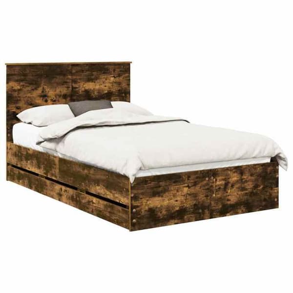 Maison Exclusive - Sängram Rökt ek 120 x 200 cm Ingenjörsträ