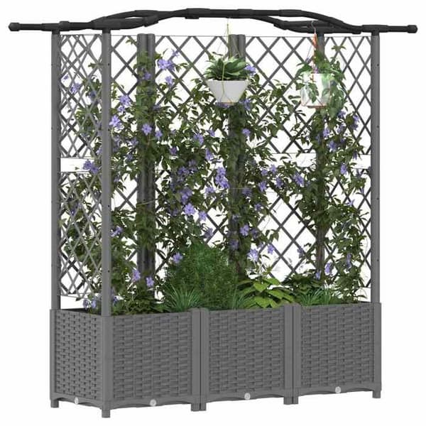 Maison Exclusive - Høj Seng med Gitter og Lys Grå Tag 163 x 40 x 138 cm PP Ljusgrått