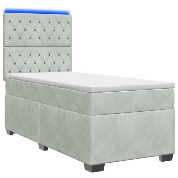 Maison Exclusive - Boxspring-sänky vaaleanharmaalla patjalla 100 x 200 cm Sametti Ljusgrått
