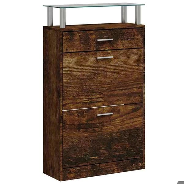 Maison Exclusive - Skoskab Røget eg 63x24x104 cm Ingeniørtræ