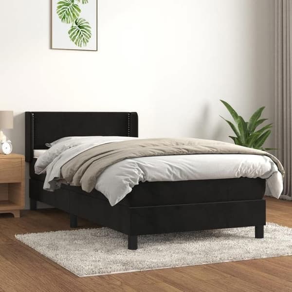 Lit - Maison Exclusive - Rammemad - Pocketfjedre madras - Sort fløjl 90x190 cm