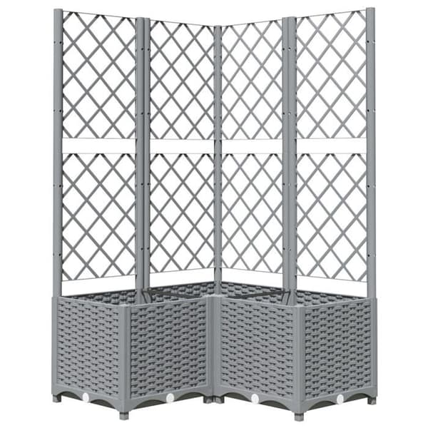 Maison Exclusive - Blomlåda med spaljé Ljusgrå 80x80x136 cm PP ljusgrått