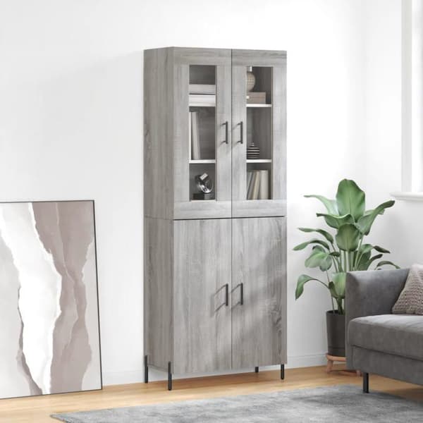 Maison Exclusive - Buffé hög Sonoma grå 69,5x34x180 cm Ingenjörsträ