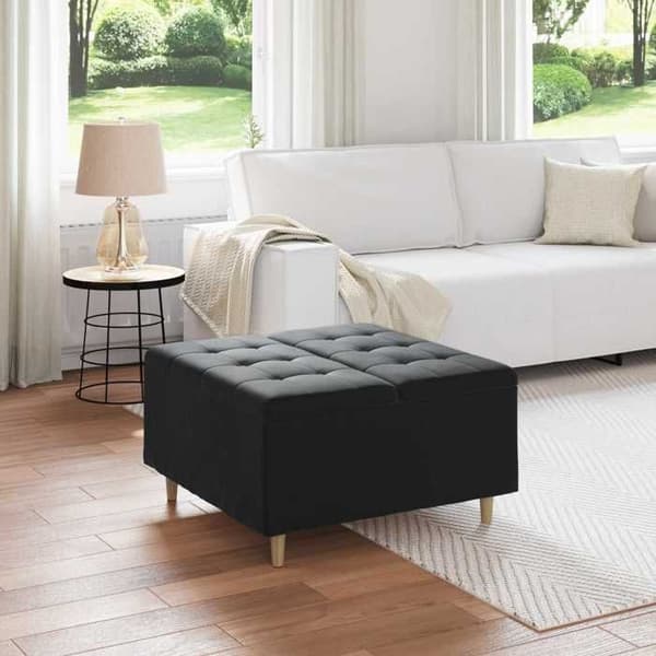 Maison Exclusive - Ottoman med förvaring Svart 80 x 80 x 45 cm Sammet