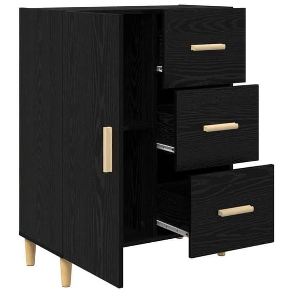 Maison Exclusive - Buffet Sort egetræ 34 x 69,5 x 90 cm Ingeniørtræ svart ek