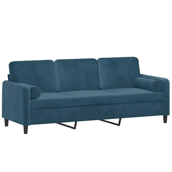 Soffa 3 platser - Maison Exclusive - Blå sammet - Robust metallram - Dekorativa kuddar Blå