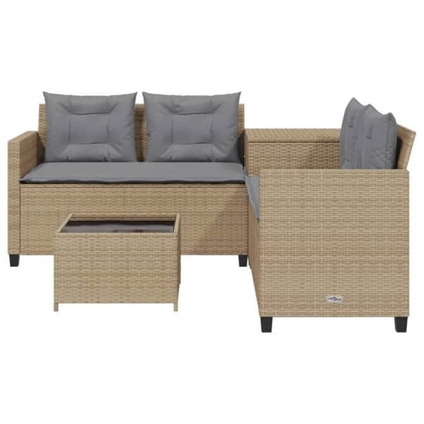 Maison Exclusive - Utemöbelset med L-formad beige soffa, bord och kuddar