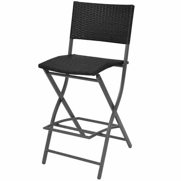 Maison Exclusive - Fällbart utomhusmatbord 7 delar i stål och flätad resin