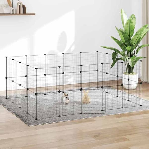 Maison Exclusive - Kæledyrbur med 36 paneler og dør Sort 175x140x70 cm