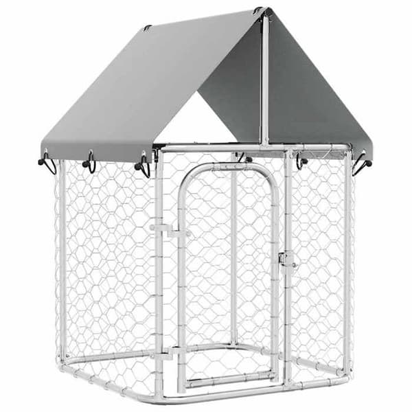 Maison Exclusive - Ulkoilma kennel katolla 100x100x150 cm silver-