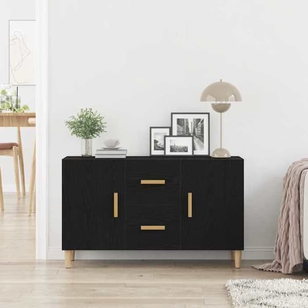 Maison Exclusive - Buffé ek svart 100x36x60 cm ingenjörsträ