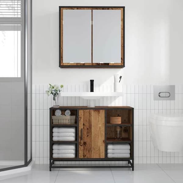 Vägghylla - EXKLUSIV HEM - Modern - Ingenjörsträ - Rektangulär - 65x20x60 cm Gammalt trä