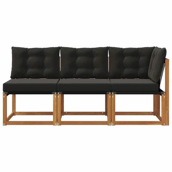 Udendørs sofa - EKSKLUSIV HUS - 3 stk - Massiv akacie - Modulerbar - Polyesterpuder Naturlig