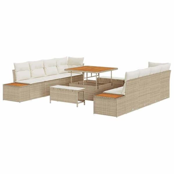 Maison Exclusive - 11 osan puutarhakalustesarja 10-hengen Beige