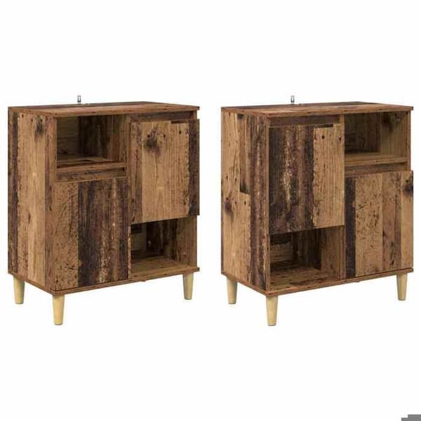 Buffé - EXKLUSIVT HUS - 2 st - Ingenjörsträ - 60 x 35 x 70 cm - Matt brun