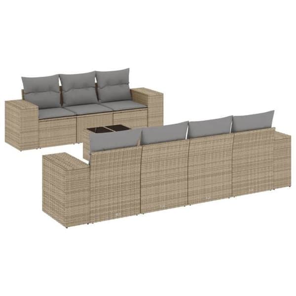 Maison Exclusive - Trädgårdsmöbler med kuddar 8 delar beige flätad resin