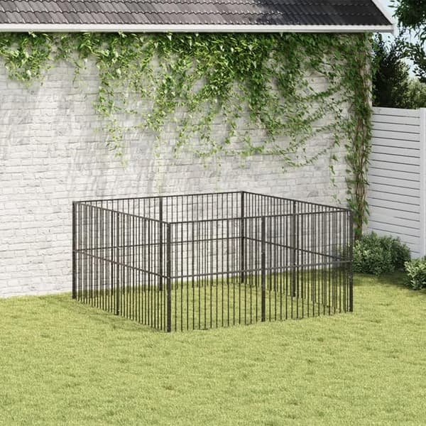 Exklusivt hus - Hundpark 8 paneler svart galvaniserat stål