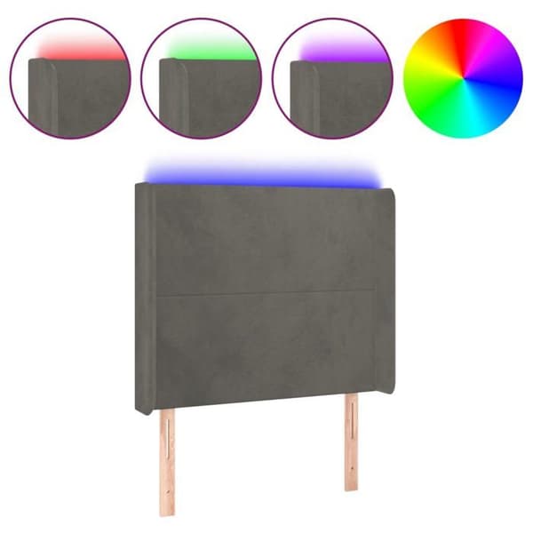 Maison Exclusive - LED-päätyharso Tummanharmaa 93x16x118/128 cm Sametti mörkgrå