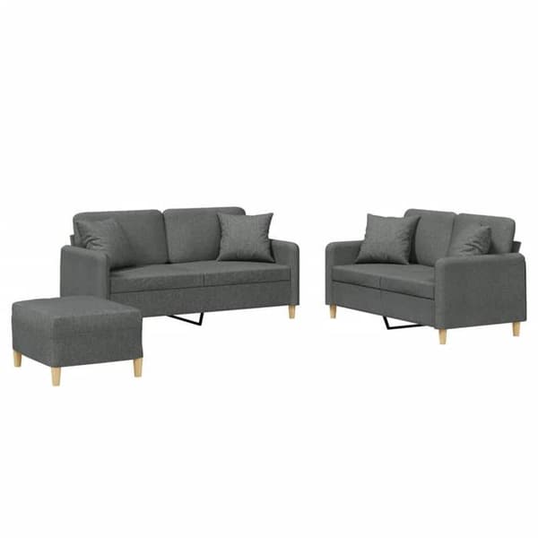 Maison Exclusive - Sæt af 3 sofaer med mørkegrå puder i stof