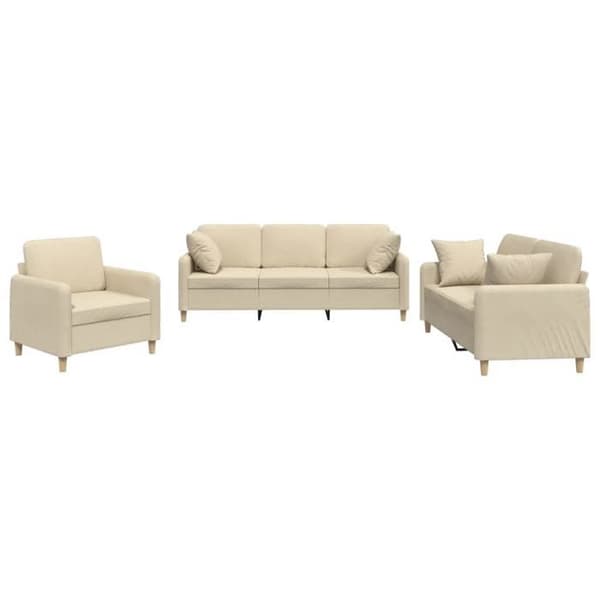 Maison Exclusive - Sæt af 3 sofaer med cremefarvede puder i stof