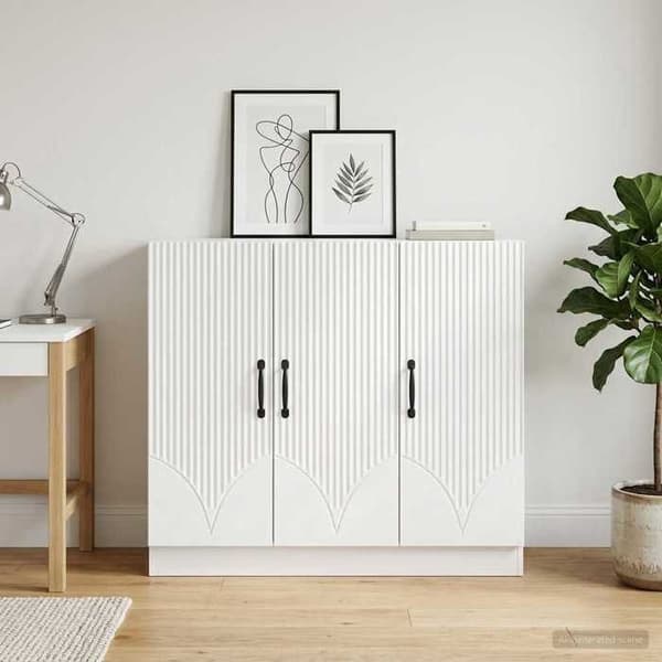 Maison Exclusive - Buffé Vit 89 x 34,5 x 77 cm Ingenjörsträ