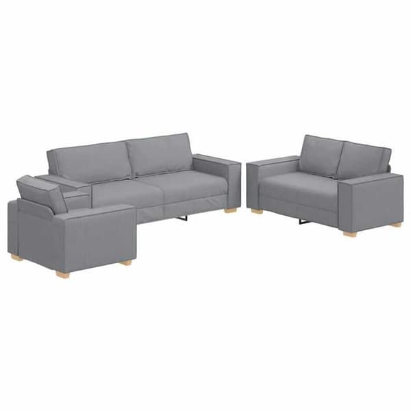 3-delad soffa - EXKLUSIVT HUS - Set 3 delar - Ljusgrå - Andningsbart linne - 220x78x84 cm Ljusgrått