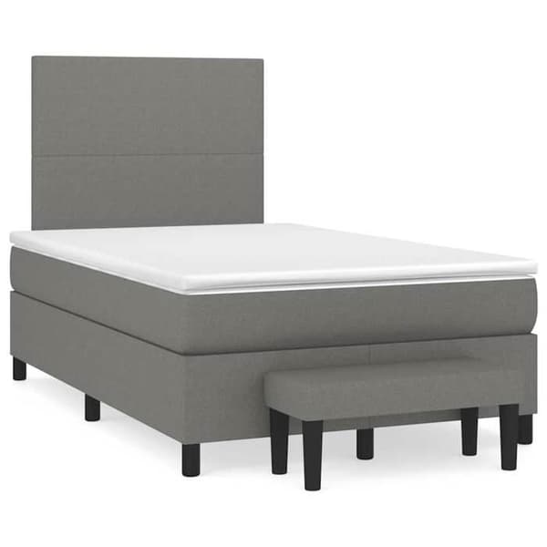 Maison Exclusive - Seng med lamelbund og mørk grå madras 120x190cm stof
