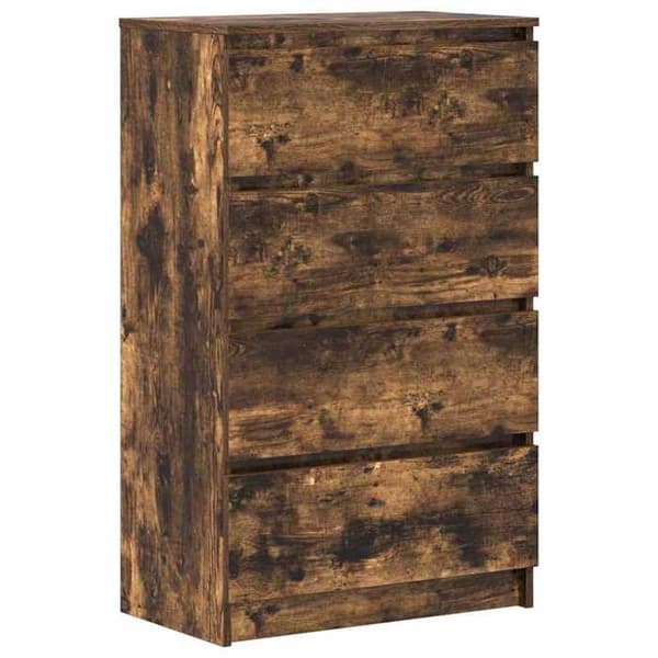 Buffet bas - EKSKLUSIVT HUS - 60 x 35 x 98,5 cm - Røget eg - Ingeniørtræ - Stort opbevaring Rökt ek
