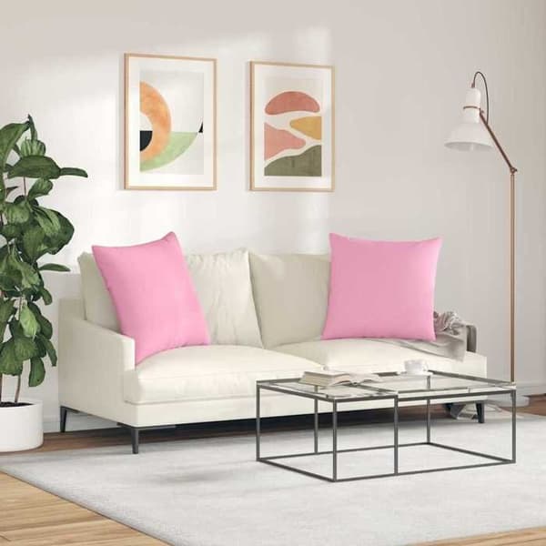 Kuddar - EXKLUSIVT HEM - Paket med 2 60 x 60 cm - Rosa - Avtagbar - Polyesterfyllning Ros