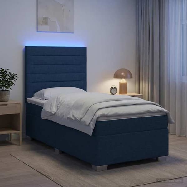 Maison Exclusive - Boxspring-sänky sinisellä patjalla 90 x 200 cm Kangas Blå