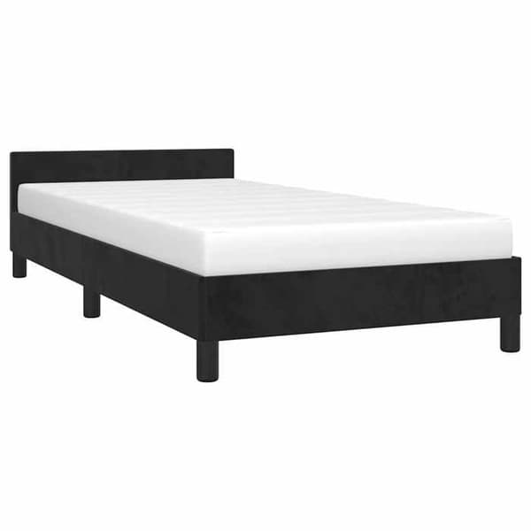 Sengestel - EKSKLUSIV HUS - 90 x 190 cm - Velour - Sort - Lamelseng Svart