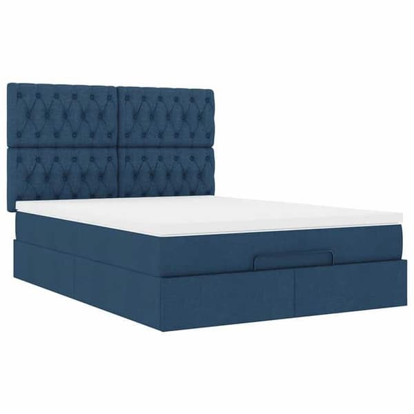 Maison Exclusive - Ottoman sänky sinisellä patjalla 140x200 cm kangas blå