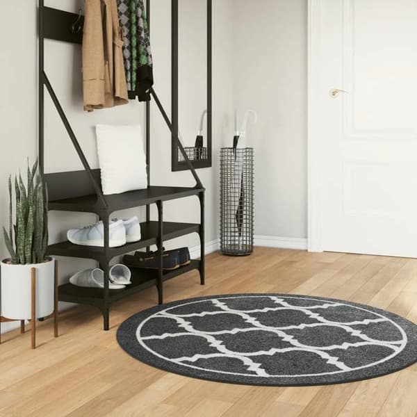 Maison Exclusive - Vaskbar sort og hvid tæppe Ø 120 cm Svartvitt