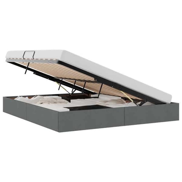 Maison Exclusive - Sängram ottoman Mörkgrå 160 x 200 cm tyg
